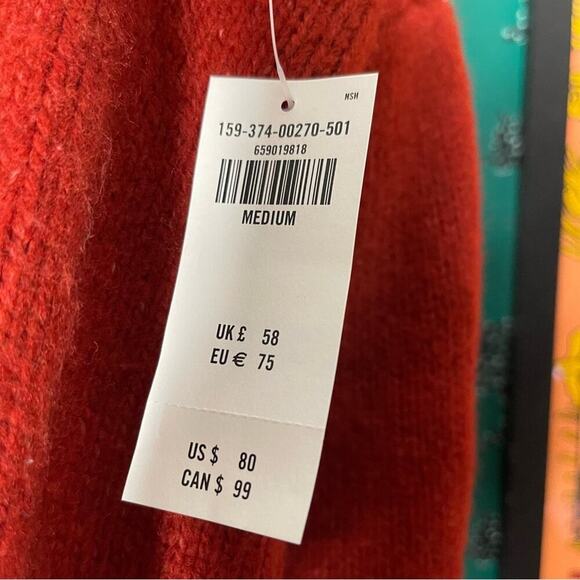 NWT Abercrombie & Fitch Oversized Red Knit Turtle Neck Sweater Size M - Picture 9 of 11